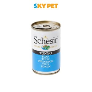 کنسرو گربه بالغ حاوی ماهی تن برند Schesir (شسیر) وزن ۱۴۰ گرم