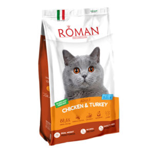 غذای خشک گربه بالغ رومن مدل مرغ و بوقلمون Roman وزن 10 کیلوگرم